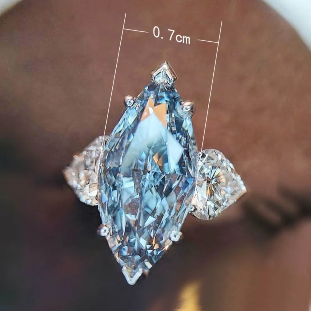 *ITZAYANA* Silver x Blue Zircon Fashion Ring Size 7